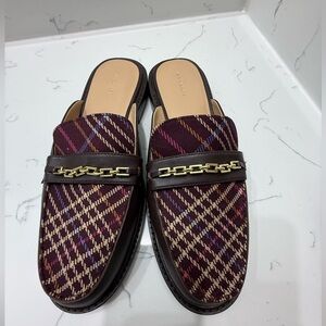 Ann Taylor Chocolate Plaid Chain Loafer slide